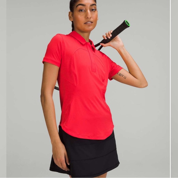 Lululemon Quick Drying Short Sleeve Polo Shirt | Red | size 4 - Picture 4 of 6